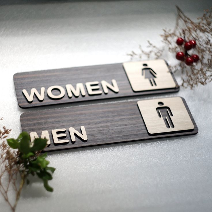 Men and Women Toilet Wooden Signs, Handmade Restroom Sign