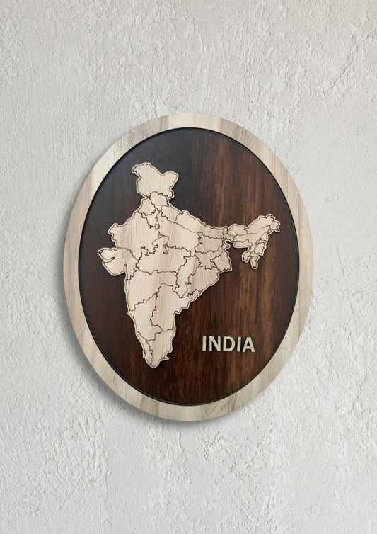 Wooden India Map Wall Art