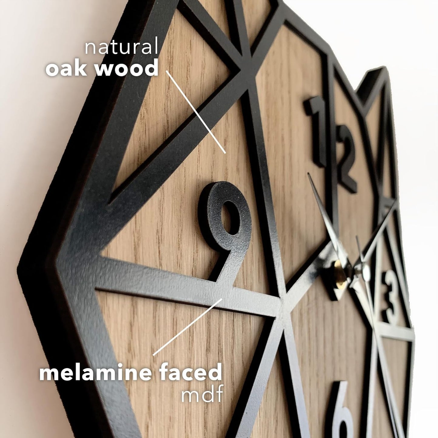 🦊 Geometric Fox Head 3D Wall Clock – Black & Wood Finish