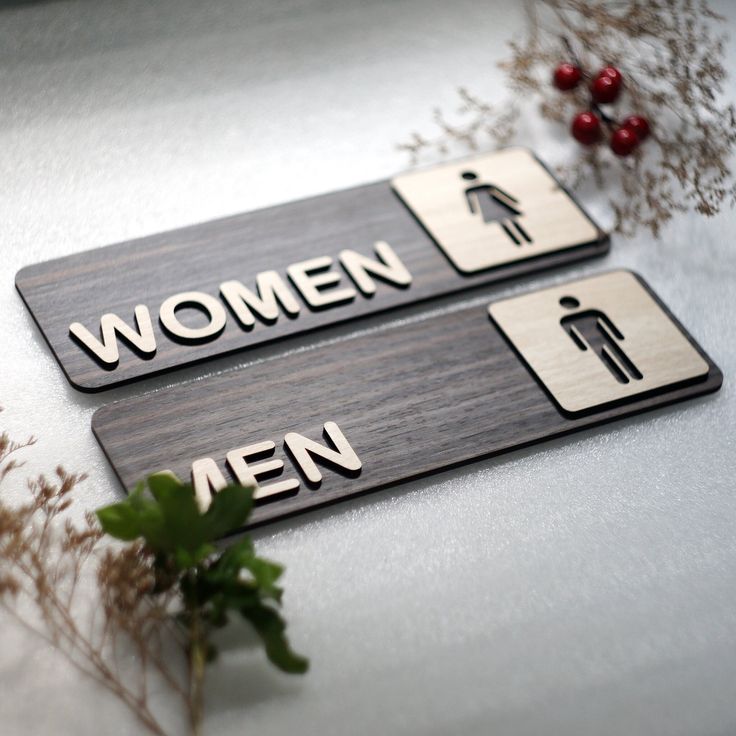 Men and Women Toilet Wooden Signs, Handmade Restroom Sign