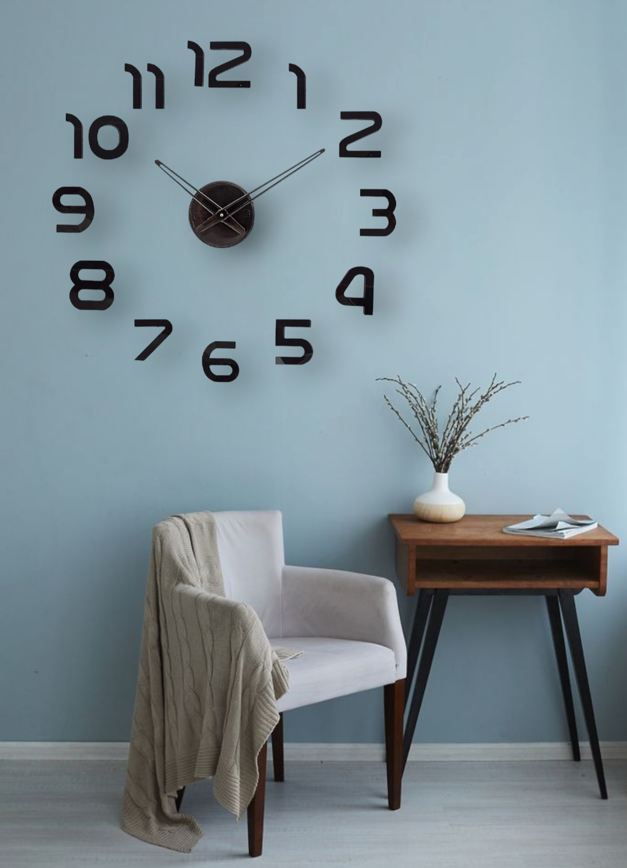 Modern DIY 3D Wall Clock with Bold Numeric Design