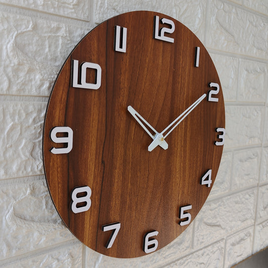 Minimalist Wooden Wall Clock - Natural Wood Grain