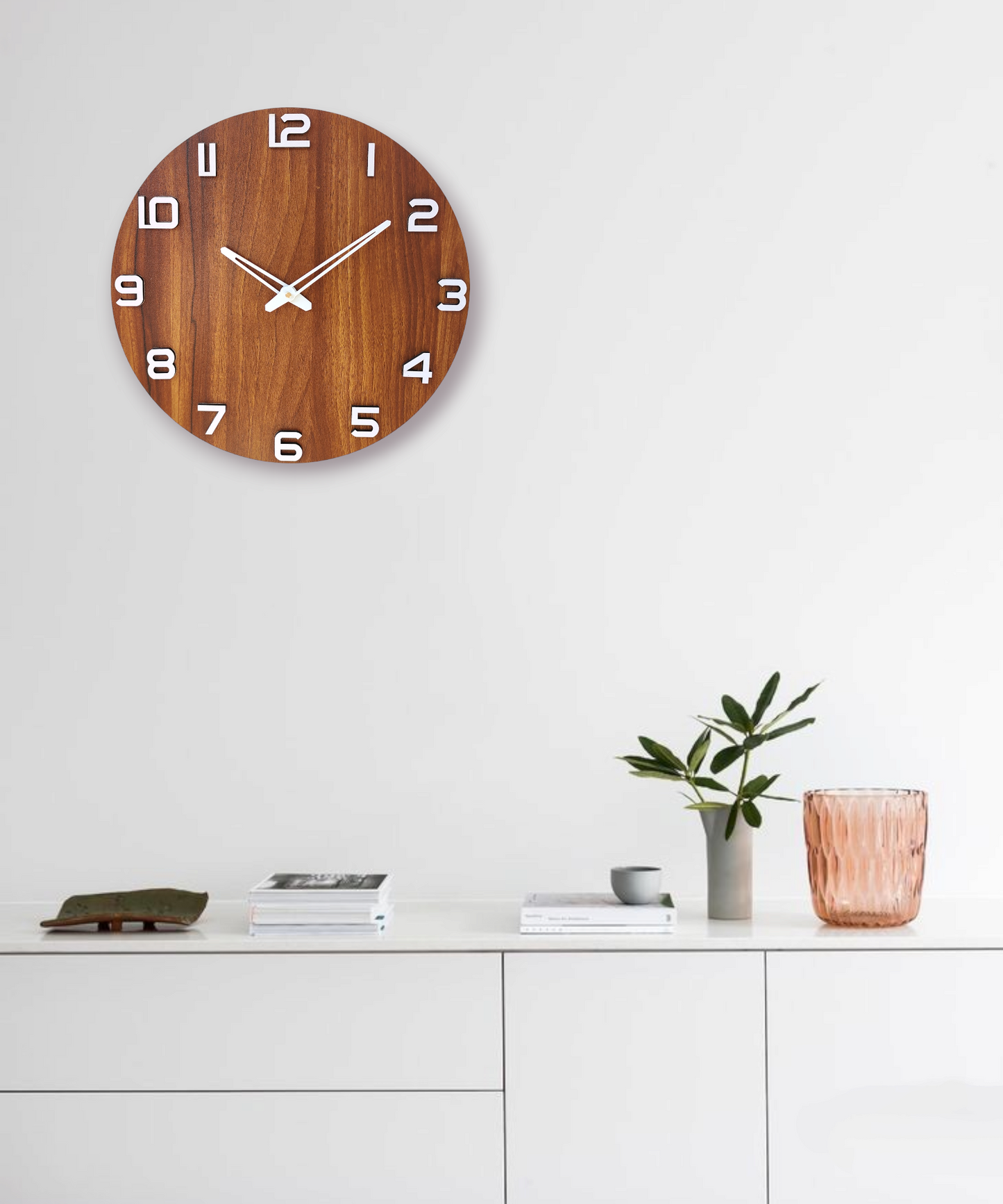 Minimalist Wooden Wall Clock - Natural Wood Grain