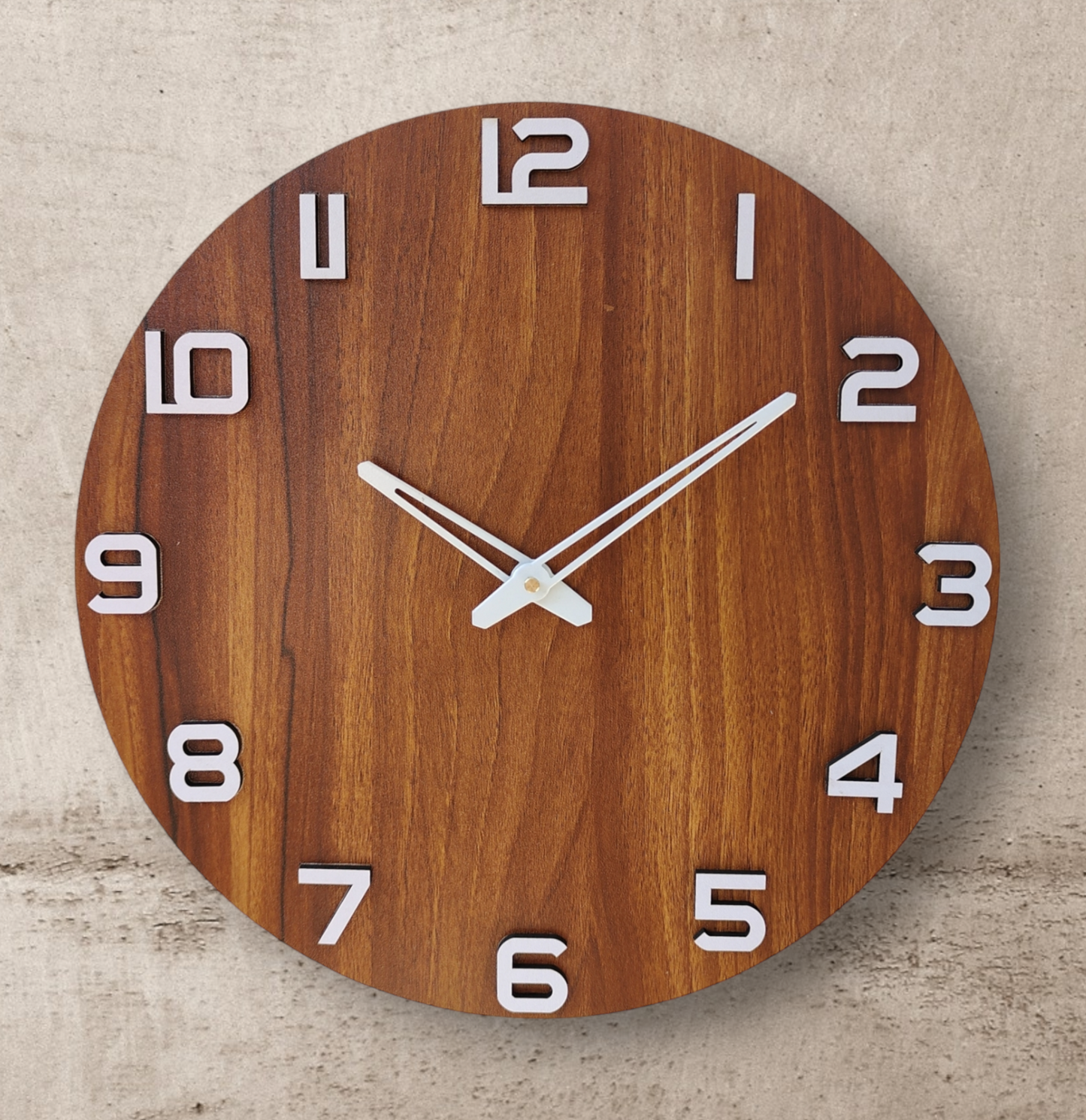 Minimalist Wooden Wall Clock - Natural Wood Grain
