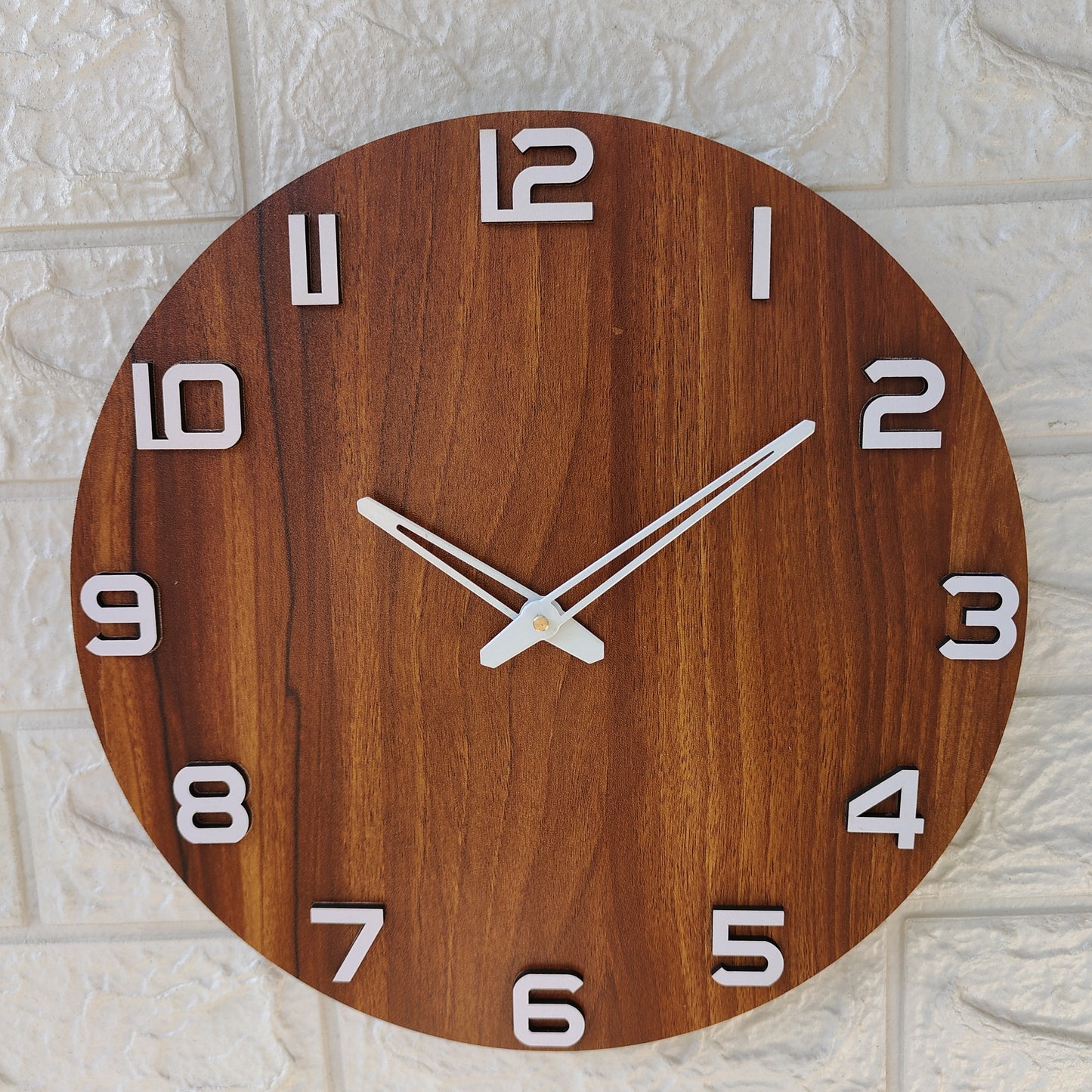 Minimalist Wooden Wall Clock - Natural Wood Grain