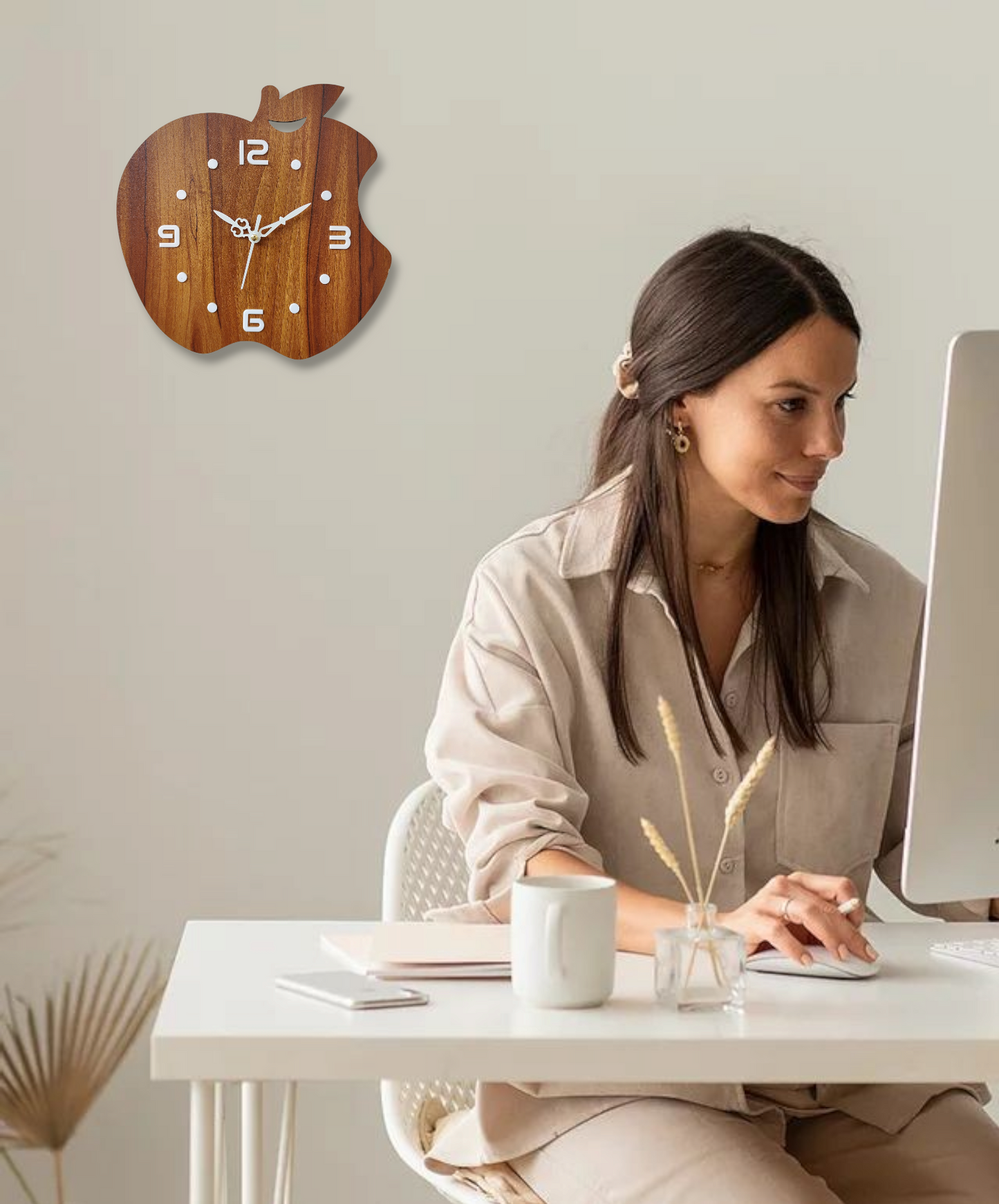Wooden Apple Wall Clock - A Fresh Take on Time