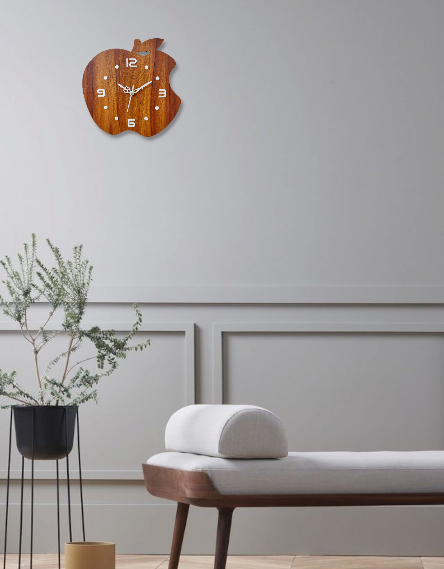 Wooden Apple Wall Clock - A Fresh Take on Time