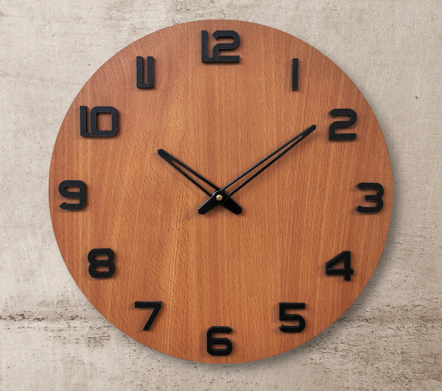 Natural Wooden Wall Clock with Black Numerals