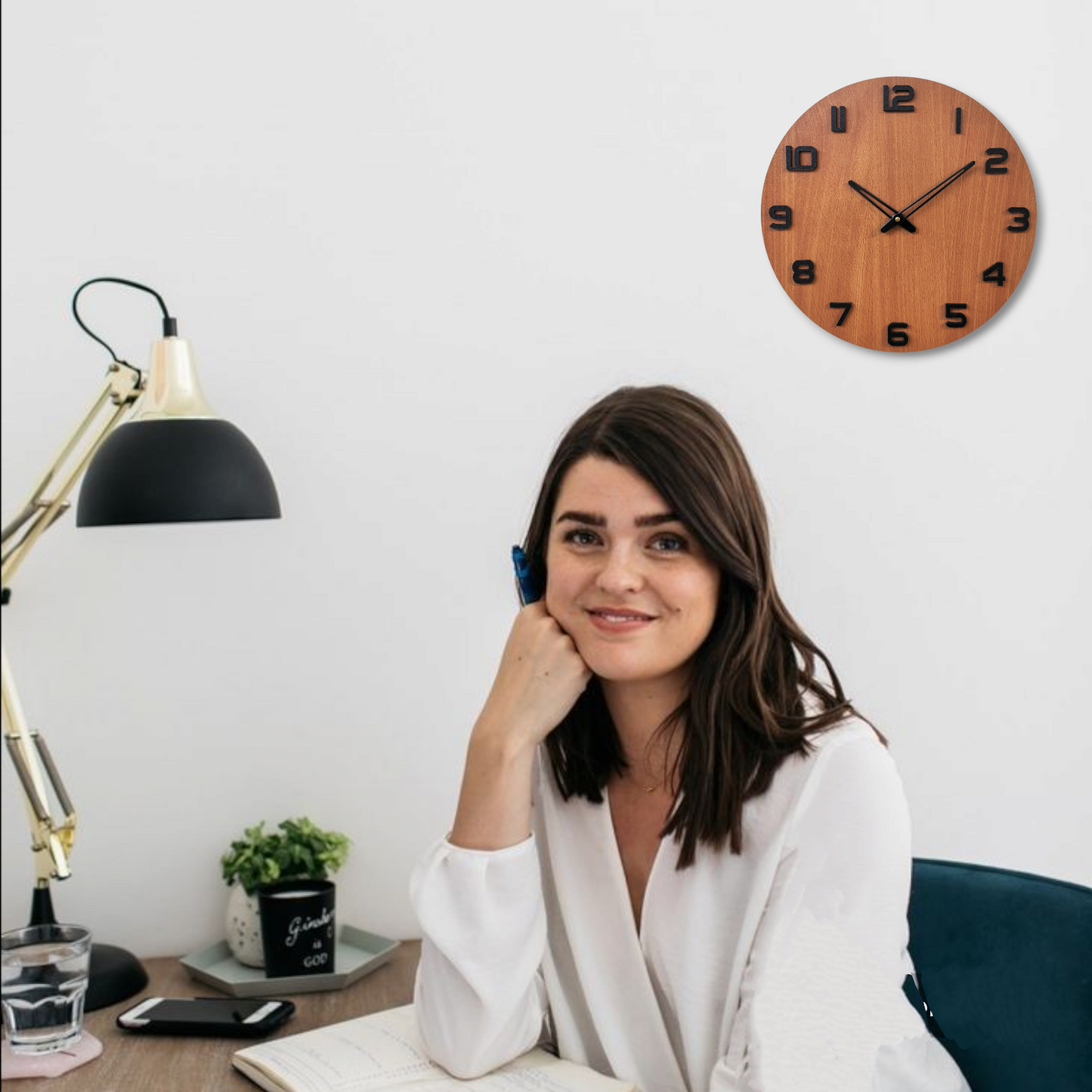Natural Wooden Wall Clock with Black Numerals