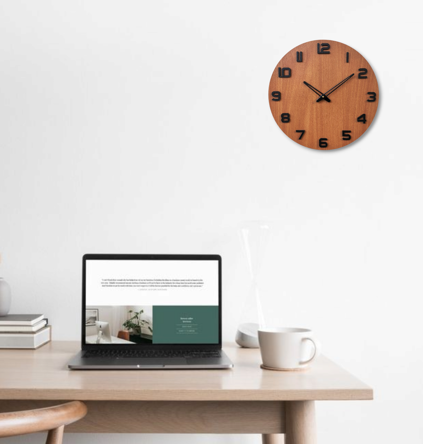 Natural Wooden Wall Clock with Black Numerals