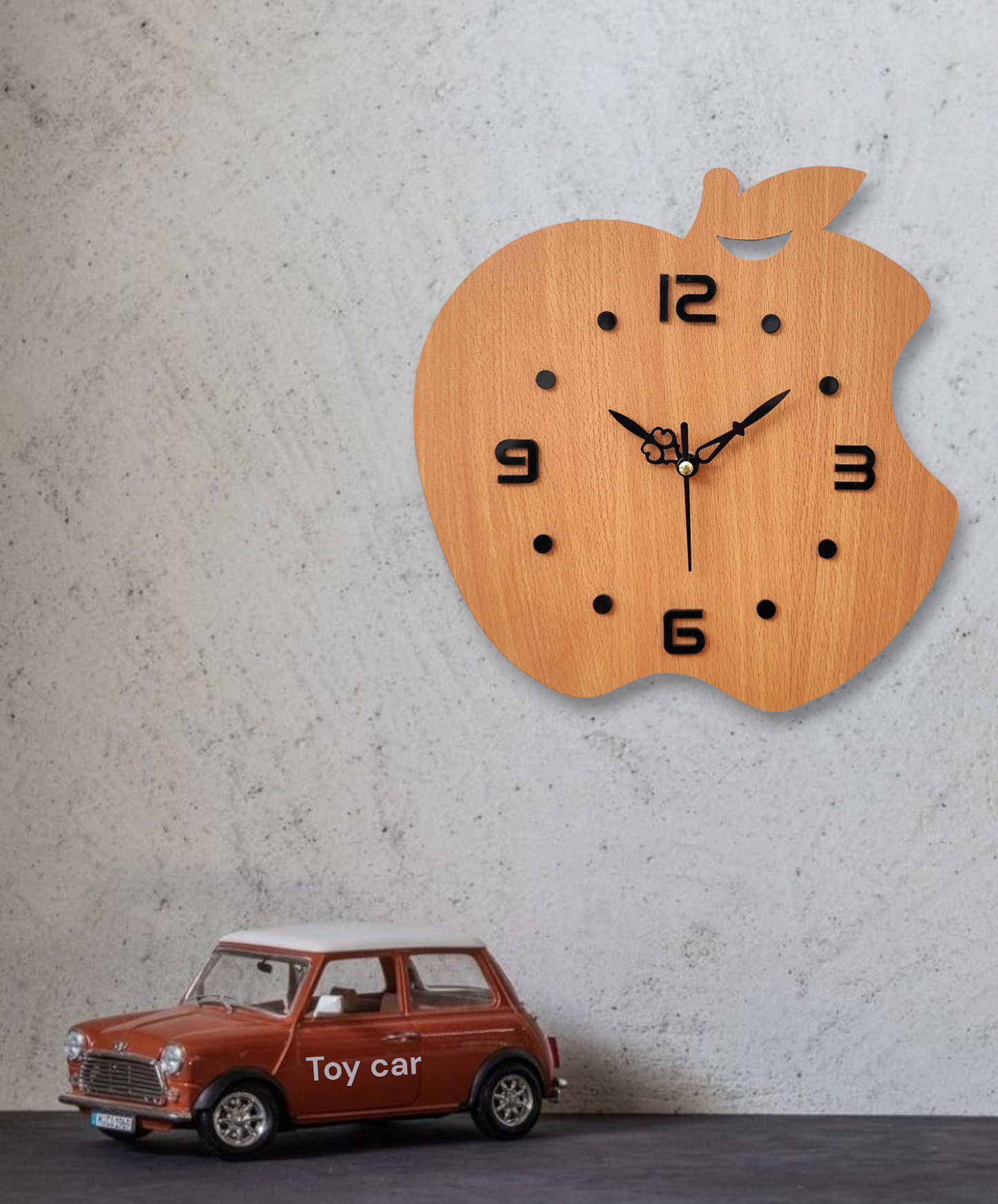 Apple-Shaped Wooden Wall Clock - Minimalist Design