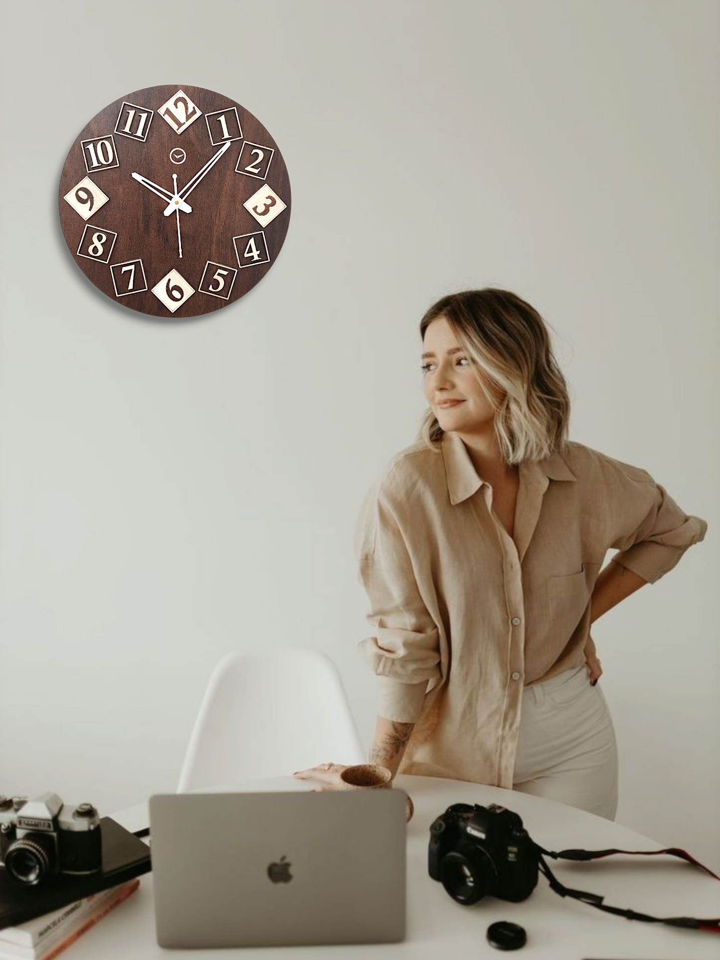 Premium 3D Wooden Block Wall Clock