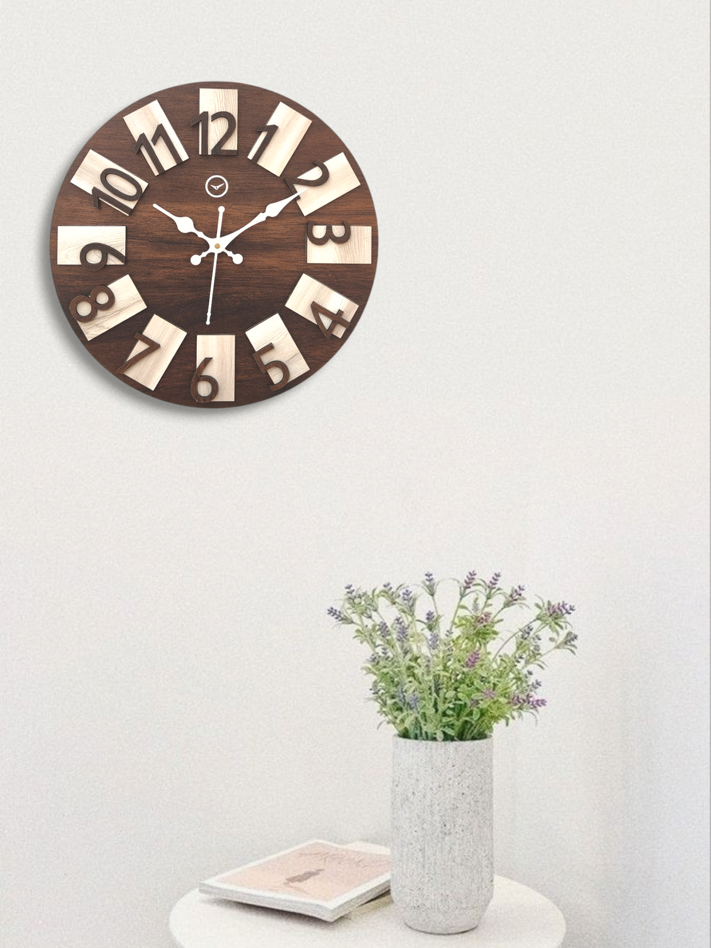 Vintage Wooden Wall Clock with Arabic Numerals
