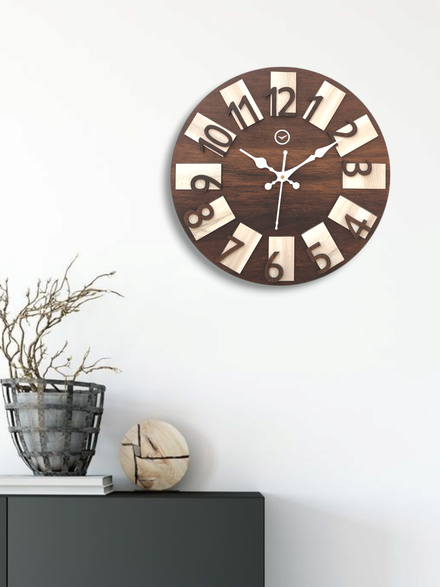 Vintage Wooden Wall Clock with Arabic Numerals