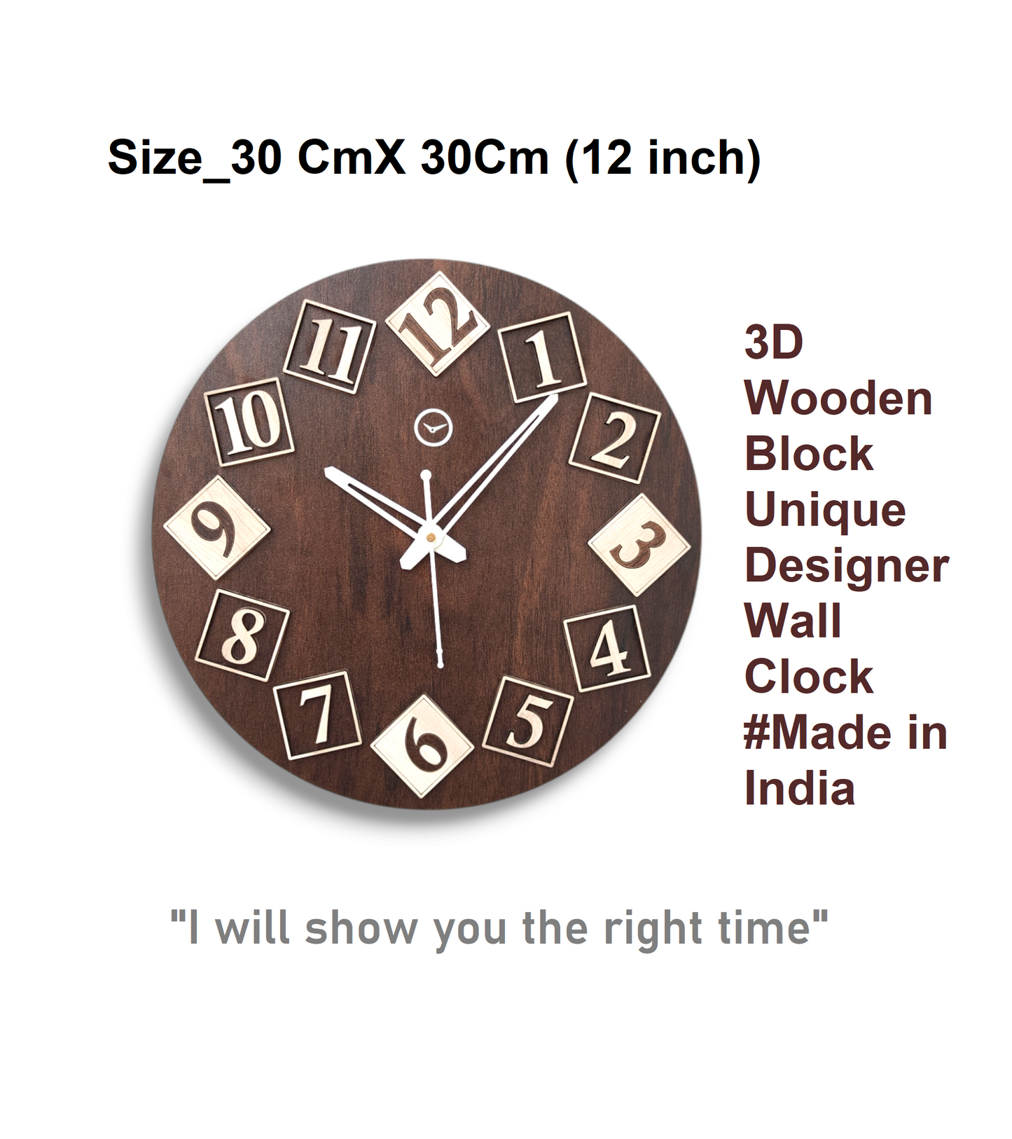Premium 3D Wooden Block Wall Clock