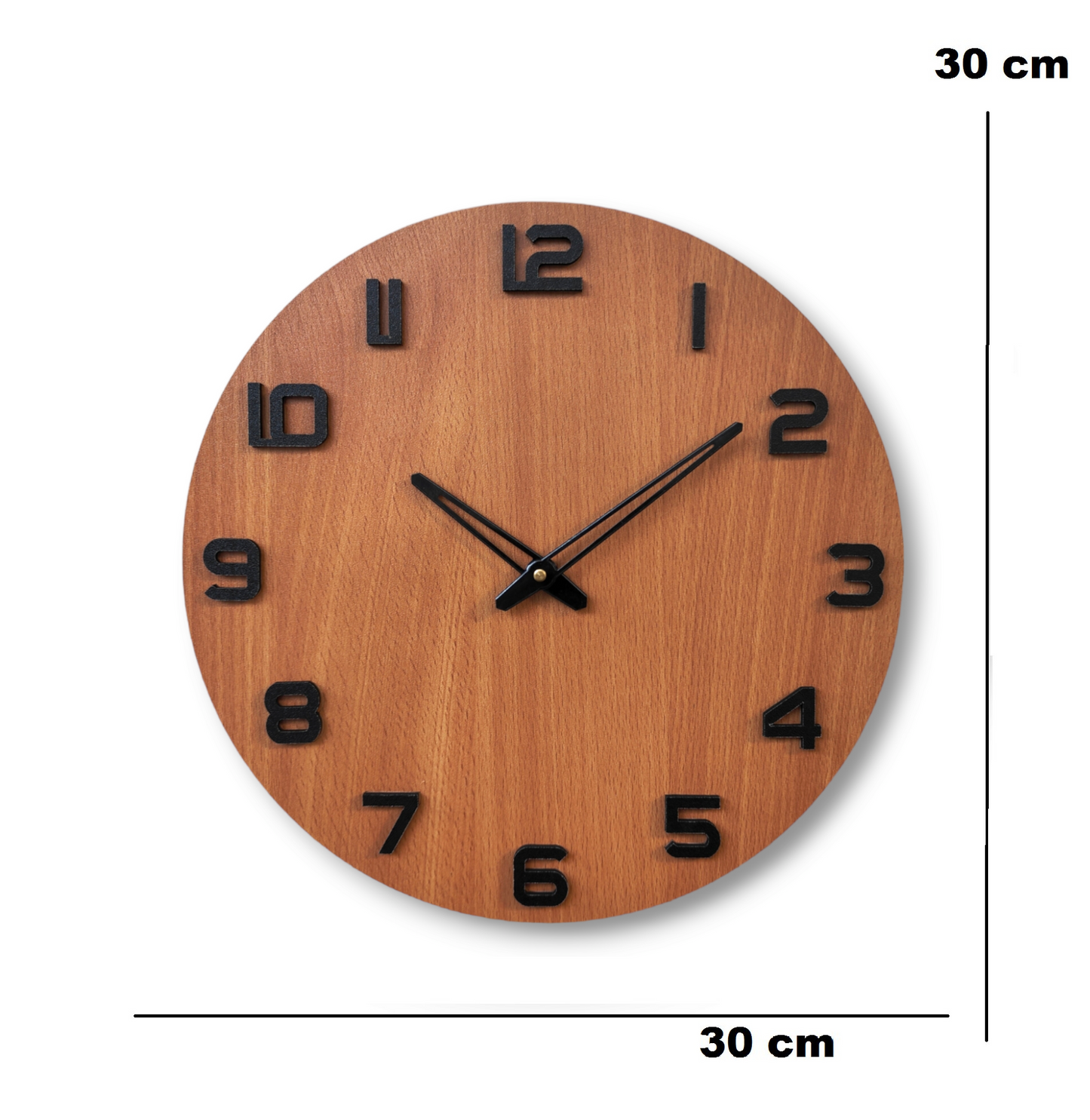 Natural Wooden Wall Clock with Black Numerals