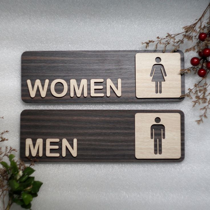 Men and Women Toilet Wooden Signs, Handmade Restroom Sign