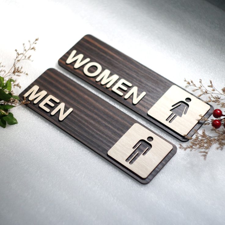 Men and Women Toilet Wooden Signs, Handmade Restroom Sign