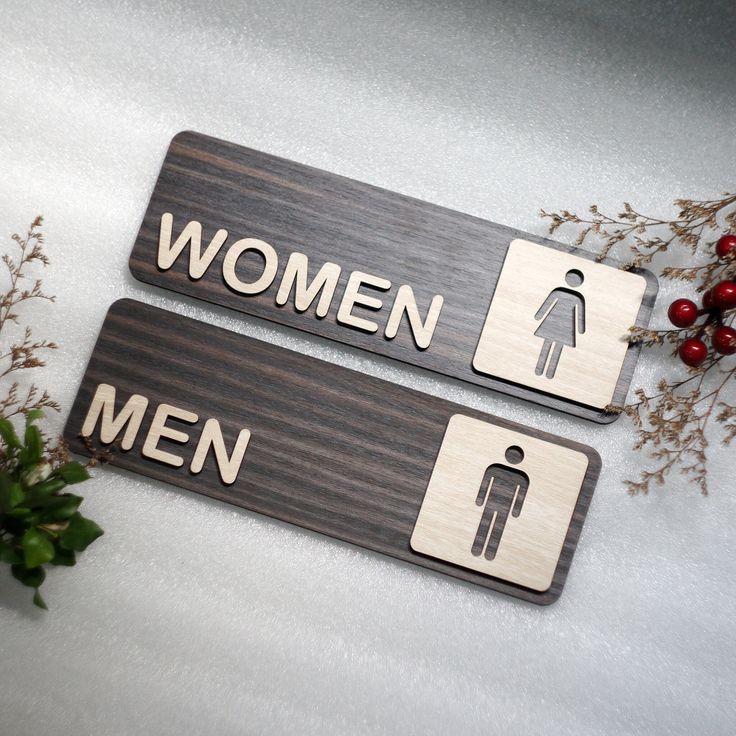 Men and Women Toilet Wooden Signs, Handmade Restroom Sign