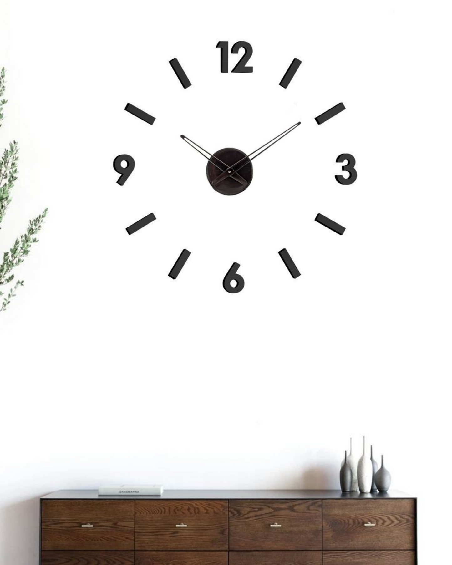 Contemporary Wall Clock - 3D Effect Minimalist 3D Wall Clock - Black