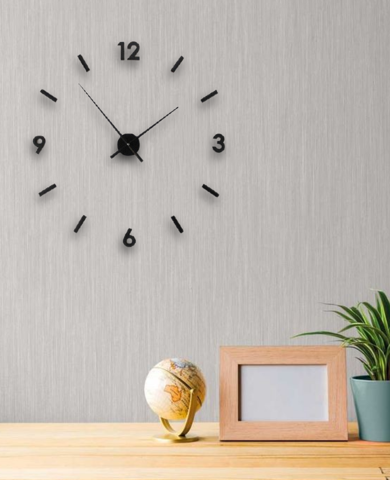 Contemporary Wall Clock - 3D Effect Minimalist 3D Wall Clock - Black