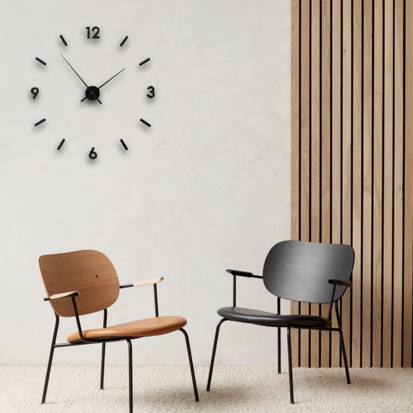 Contemporary Wall Clock - 3D Effect Minimalist 3D Wall Clock - Black