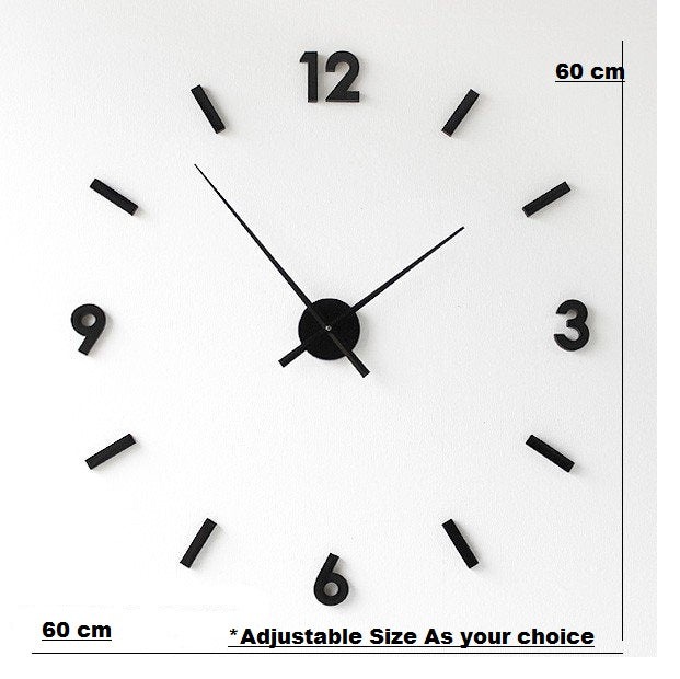 Contemporary Wall Clock - 3D Effect Minimalist 3D Wall Clock - Black