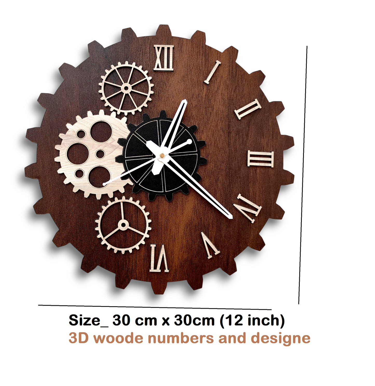 Wooden Rustic Gear Wall Clock