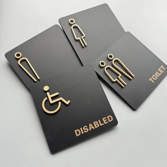 Toilet Sign Graphical Symbols Restroom Signage Wall Hanging Plaque Bathroom for Public Door or Wall