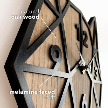 🦊 Geometric Fox Head 3D Wall Clock – Black & Wood Finish