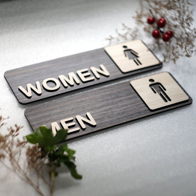 Men and Women Toilet Wooden Signs, Handmade Restroom Sign