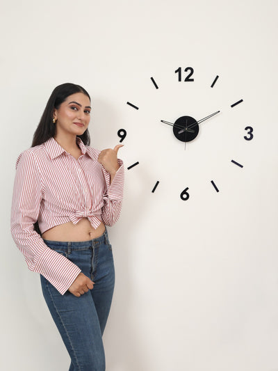 Contemporary Wall Clock - 3D Effect Minimalist 3D Wall Clock - Black
