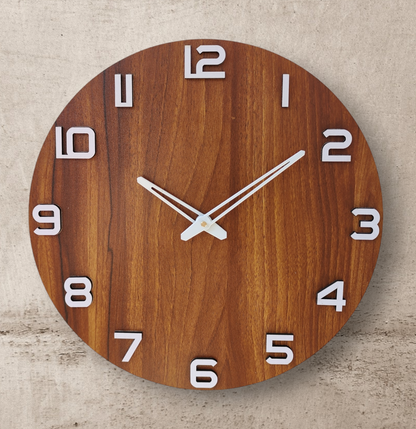 Minimalist Wooden Wall Clock - Natural Wood Grain