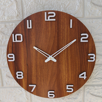 Minimalist Wooden Wall Clock - Natural Wood Grain
