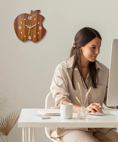 Wooden Apple Wall Clock - A Fresh Take on Time