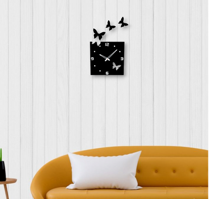 Modern Black Butterfly Wall Clock - Unique Home Decor