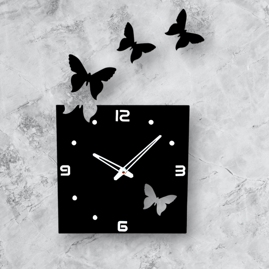 Modern Black Butterfly Wall Clock - Unique Home Decor
