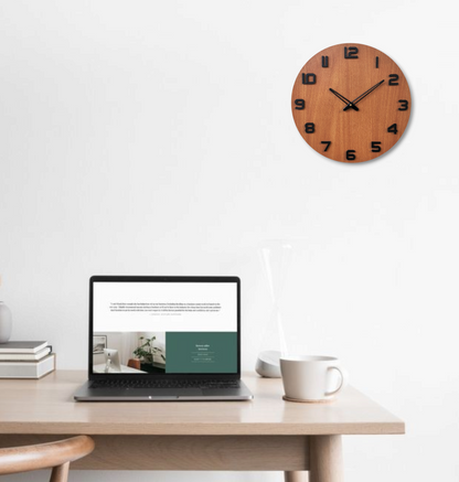 Natural Wooden Wall Clock with Black Numerals