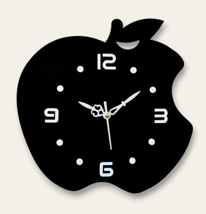 Sleek Black Apple Wall Clock - Modern Home Decor