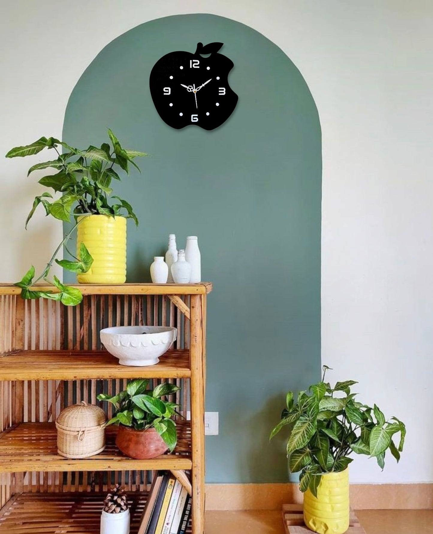 Sleek Black Apple Wall Clock - Modern Home Decor