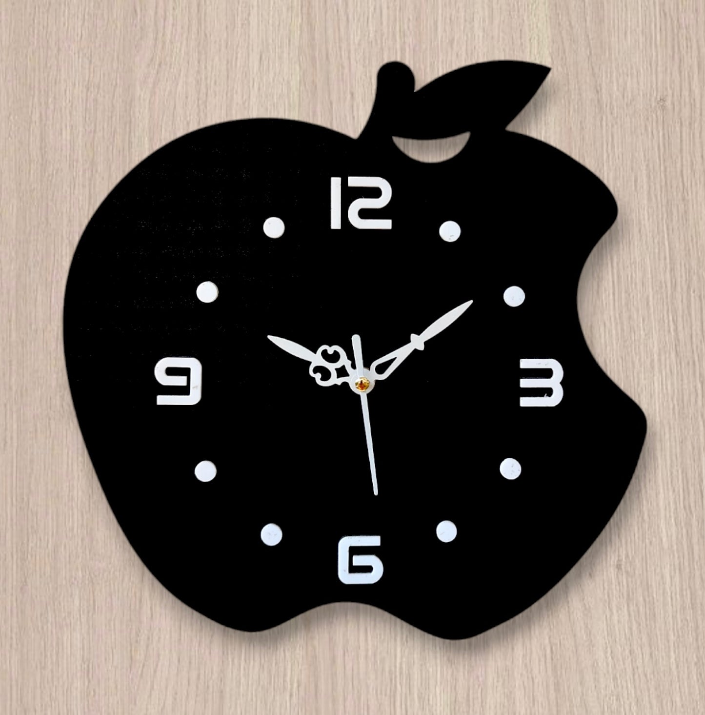 Sleek Black Apple Wall Clock - Modern Home Decor