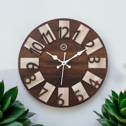 Vintage Wooden Wall Clock with Arabic Numerals