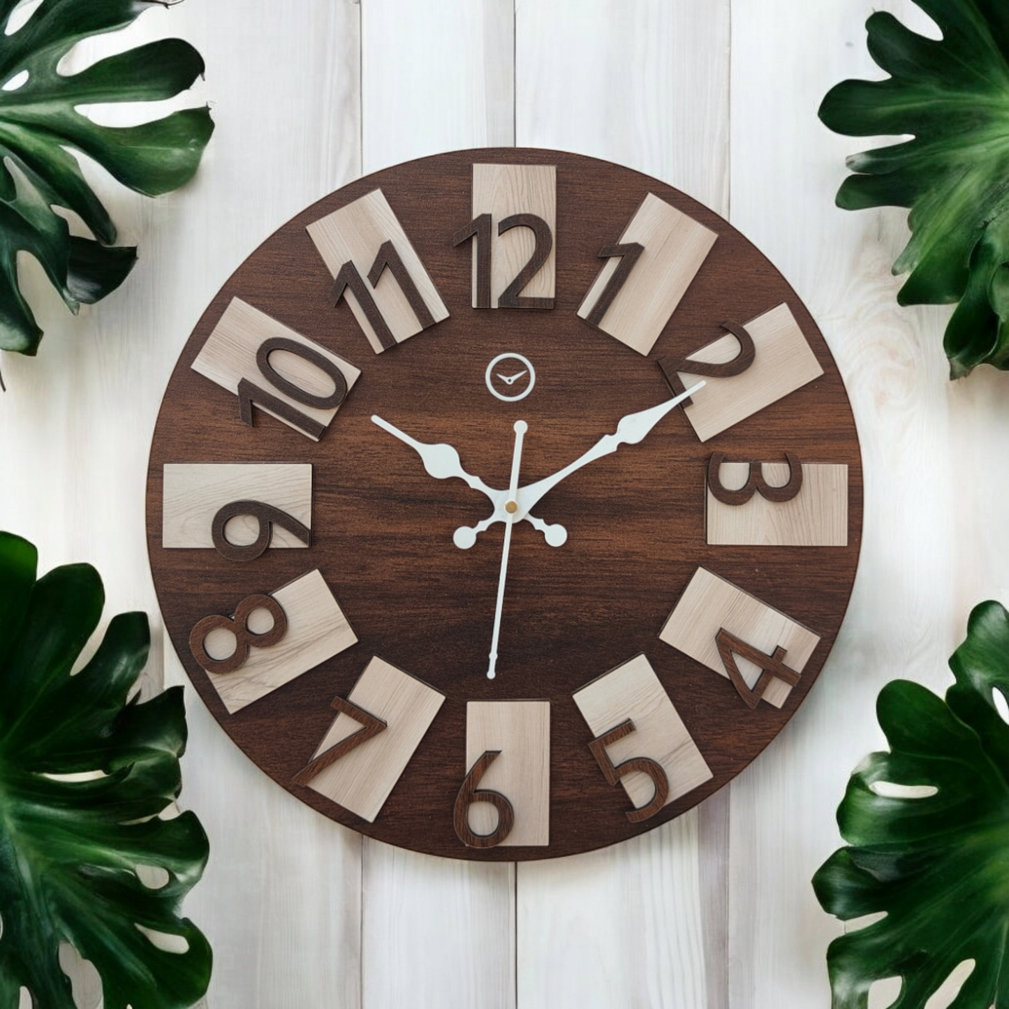 Vintage Wooden Wall Clock with Arabic Numerals