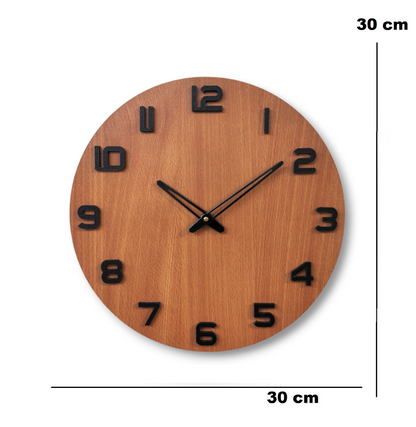 Natural Wooden Wall Clock with Black Numerals