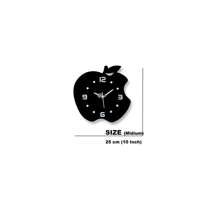 Sleek Black Apple Wall Clock - Modern Home Decor