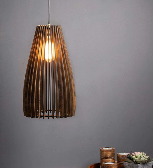 T Line Decor Brown Wood Single Hanging Lights