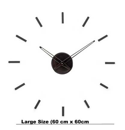 Simple and Straightforward Large 3D Wall Clock - Black
